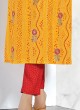 Yellow Bandhani Printed A-line Kurti